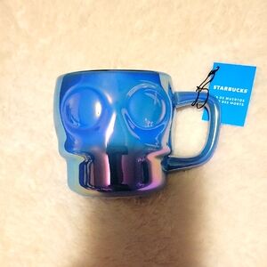 Starbucks Blue and Purple Iridescent Skull Mug
